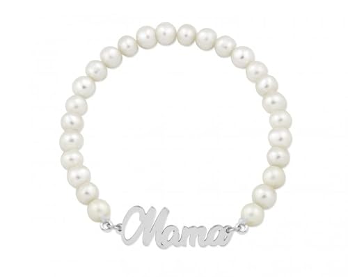 Turmalin – Armband für die Mutter aus 925er Sterlingsilber, versilbertes Perlenarmband mit Namen, Mama, elastisch, Geschenk für Muttertag, Valentinstag, Geburtstag, Geschenk für Mama mit Geschenkbox, von Turmalina by martina