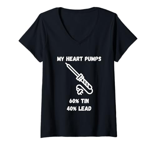 Damen Lötkolben 60% Zinn 40% Blei-Kolophoniumkern Hobbyist T-Shirt mit V-Ausschnitt Damen Lötkolben 60% Zinn 40% Blei-Kolophoniumkern Hobbyist T-Shirt mit V-Ausschnitt von Turn On The Heat