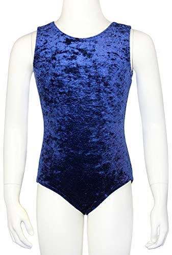 Turnanzug Body Crash Samt Mädchen Gymnastikanzug Kurzarm Kinder Turnbody kurzärmlich Balettrikot Balettanzug Farbe Dunkelblau, Größe 140 von GymStern