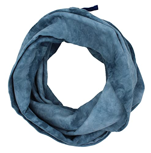 GymStern Musselin Loop Schal 100% feine Baumwolle ca. 35x130 cm Damenhalstuch Halstuch Damen Frauen (altblau tie-dye) von GymStern