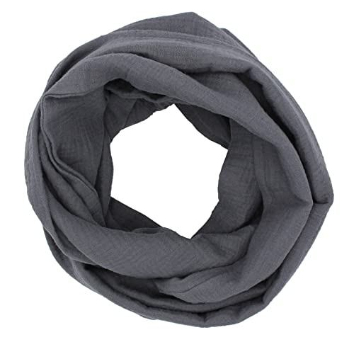 GymStern Musselin Loop Schal 100% feine Baumwolle Damenhalstuch Halstuch Damen Frauen (dunkelgrau) von GymStern