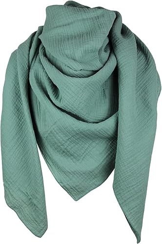 XXL Musselin Tuch Schal 100% feine Baumwolle 130x130cm Damenhalstuch Halstuch Musselintuch Musselin Damen Herren Männer Frauen, Farbe:Minze von GymStern