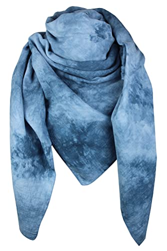 GymStern XXL Musselin Tuch Schal 100% feine Baumwolle 130x130cm Damenhalstuch Halstuch Musselintuch Musselin Damen Herren Männer Frauen, Farbe:altblau tie-dye von GymStern
