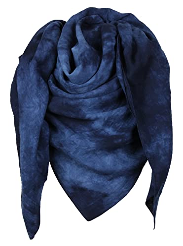 Turnanzug-GymStern XXL Musselin Tuch Schal 100% feine Baumwolle 130x130cm Damenhalstuch Halstuch Musselintuch Musselin Damen Herren Männer Frauen, Farbe:dunkelblau tie-dye von Turnanzug-GymStern