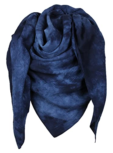 XXL Musselin Tuch Schal 100% feine Baumwolle 130x130cm Damenhalstuch Halstuch Musselintuch Musselin Damen Herren Männer Frauen, Farbe:dunkelblau tie-dye von GymStern