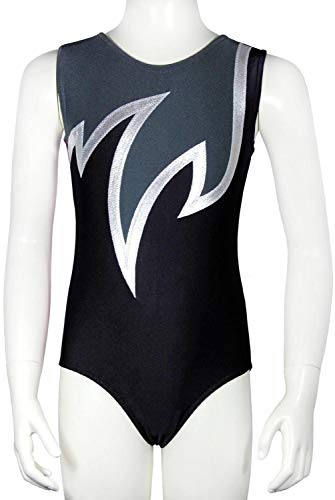 Turnanzug Java Spezial Glanz Lycra Mädchen Gymnastikanzug kurzarm Kinder Turnbody ärmellos Turntrikot Schwarz/Weiß/Anthrazit Farbe Schwarz - Weiß - Anthrazit, Größe 164 von Turnanzug-GymStern