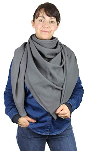 Turnanzug-GymStern XXL Musselin Tuch Schal 100% feine Baumwolle 130x130cm Damenhalstuch Halstuch Musselintuch Musselin Damen Herren Männer Frauen, Farbe:Dunkelgrau von Turnanzug-GymStern