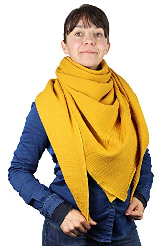 XXL Musselin Tuch Schal 100% feine Baumwolle 130x130cm Damenhalstuch Halstuch Musselintuch Musselin Damen Herren Männer Frauen, Farbe:Senf XXL Musselin Tuch Schal 100% feine Baumwolle 130x130cm Damenhalstuch Halstuch Musselintuch Musselin Damen Herren Männer Frauen, Farbe:Senf von GymStern