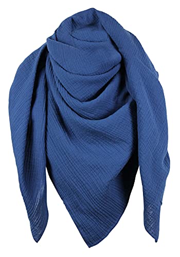 XXL Musselin Tuch Schal 100% feine Baumwolle 130x130cm Damenhalstuch Halstuch Musselintuch Musselin Damen Herren Männer Frauen, Farbe:mittelblau von GymStern