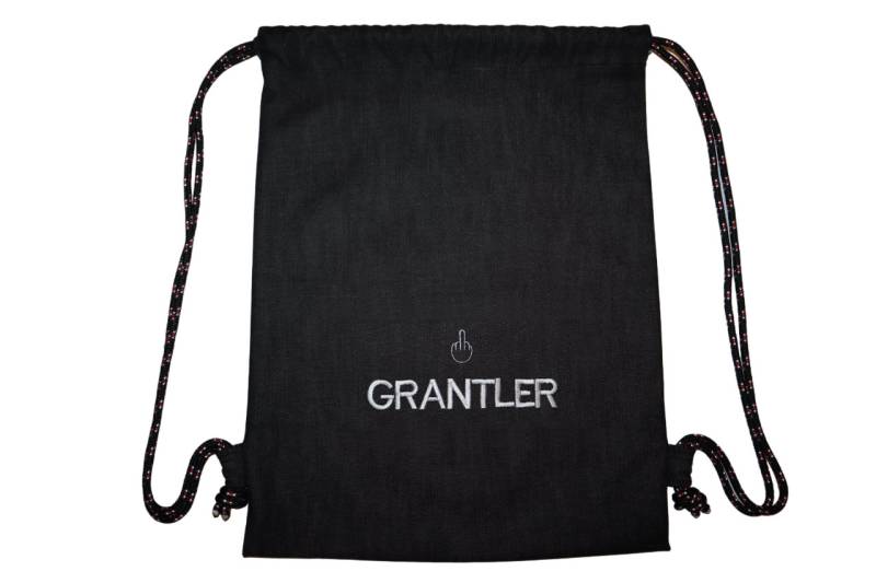Grantler Mit Mini Stinkefinger, Mittelfinger Turnbeutel Bestickt, Nicht Bedruckt Grau Tasche Rucksack Witziges Geschenk Made in Bavaria von Turnbeutelfabrik