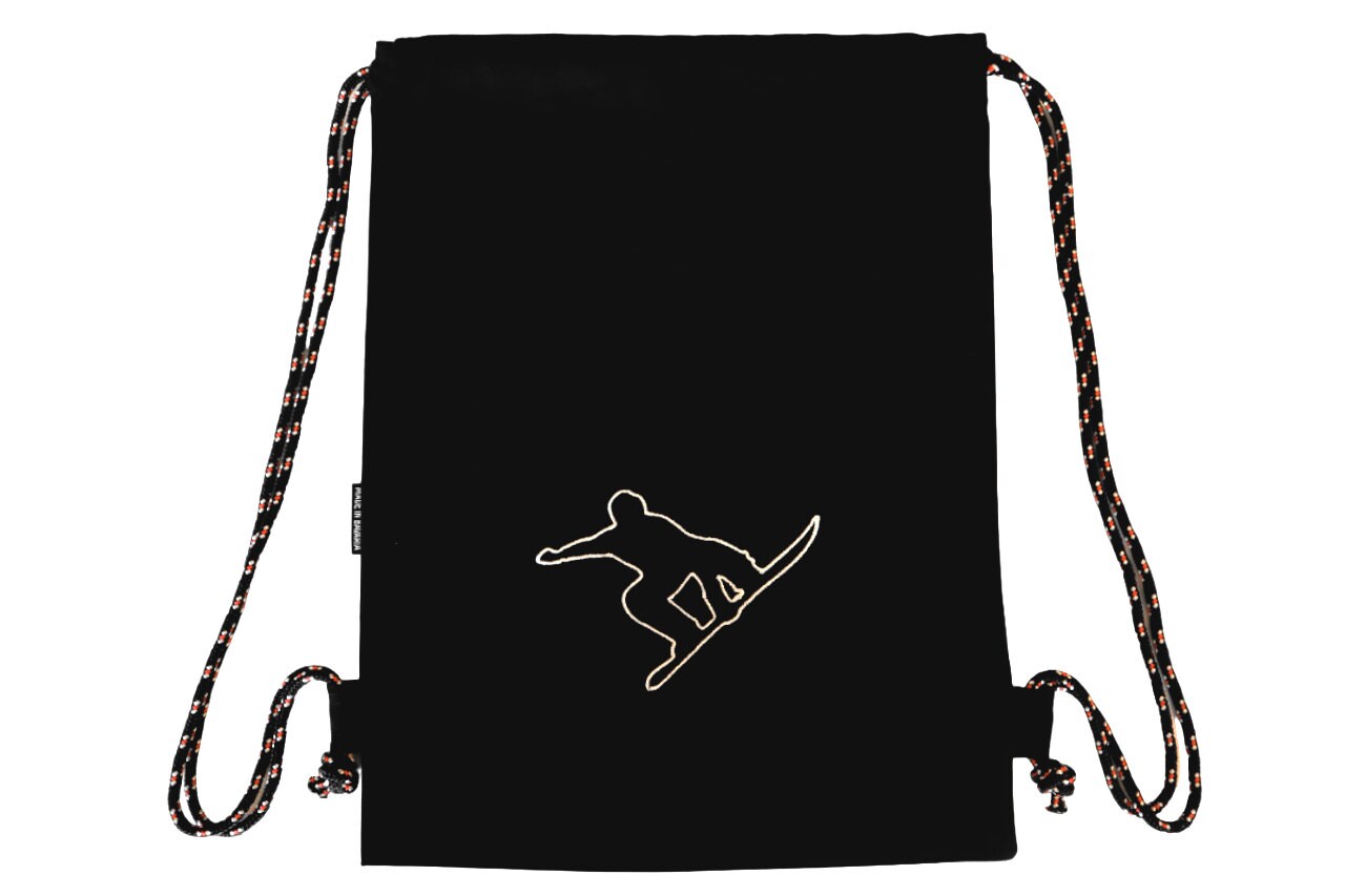 Schwarzer Snowboard Turnbeutel Bestickt, Snowboarder Rucksack Made in Germany Geschenkidee Personalisierbar Blitzversand Aus Dem Allgäu Schwarzer Snowboard Turnbeutel Bestickt, Snowboarder Rucksack Made in Germany Geschenkidee Personalisierbar Blitzversand Aus Dem Allgäu von Turnbeutelfabrik