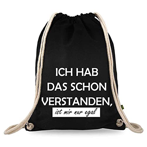 Turnbeutelliebe® Turnbeutel mit Spruch - Modern - Lustig - Neu - Frauen - Männer - Kinder - Baumwolle schwarz - Sportbeutel - Rucksack - Stoffbeutel - (Ich hab das schon verstanden) von Turnbeutelliebe