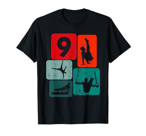 9. Geburtstag Turner Jungs Akrobatik 9 Jahre Jungen Turnen T-Shirt von Turner Geschenke Jungen Geburtstag Geräteturnen
