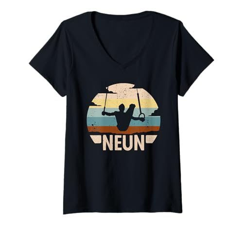 Damen 9. Geburtstag Turner Gymnastik 9 Jahre Jungen Turnen T-Shirt mit V-Ausschnitt von Turner Geschenke Jungen Geburtstag Geräteturnen