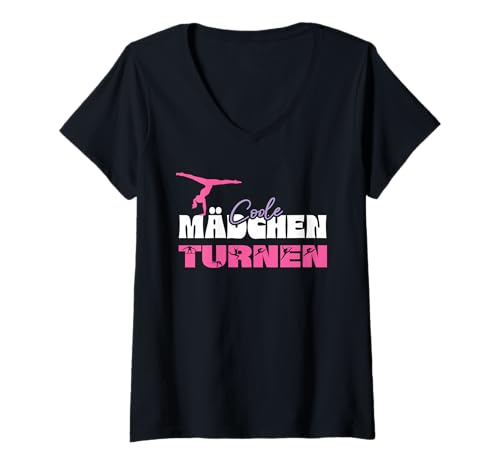 Damen Turnen - Coole Mädchen Turnen - Turnerin Gymnastik T-Shirt mit V-Ausschnitt von Turnerin Mädchen Sport Gymnastik Bodengymnastik