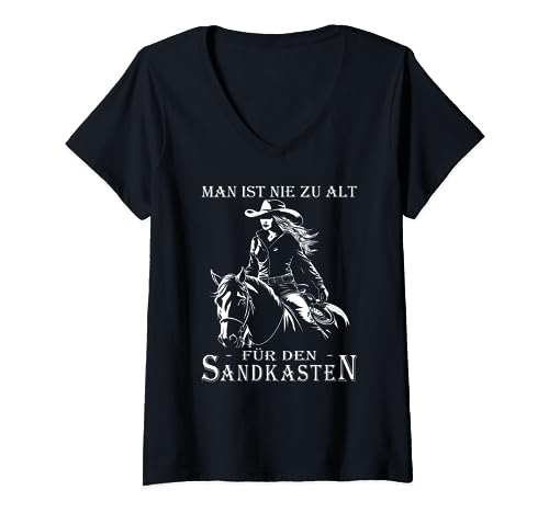 Damen Western Reining Spruch für Westernreiten & Westernreiter T-Shirt mit V-Ausschnitt von Turnier Trottel & Reitsport Zubehör