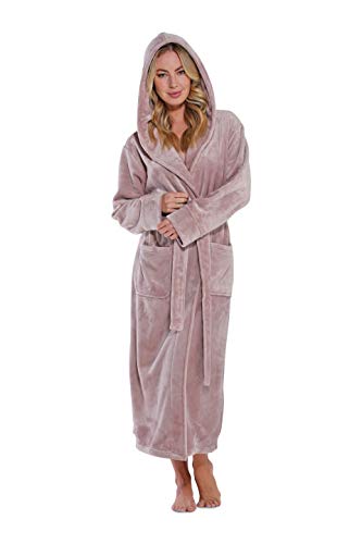 Turquaz Plüsch-Bademäntel für Damen, weicher warmer Fleece-Bademantel für Damen, langer bequemer Damenmantel, Kapuzenpullover Pink, Large Turquaz Plüsch-Bademäntel für Damen, weicher warmer Fleece-Bademantel für Damen, langer bequemer Damenmantel, Kapuzenpullover Pink, Large von Turquaz