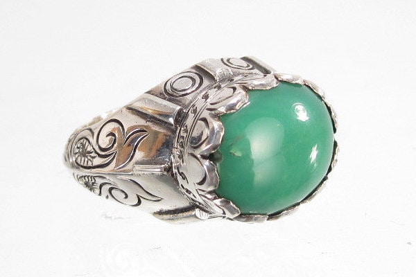 Grüner Chrysoprase-Ring ~ Handgefertigter Massiver Sterling-Silber-Anhaltering Natur-, Unbehandelter Edelstein Größe 7 1/4 Grüner Chrysoprase-Ring ~ Handgefertigter Massiver Sterling-Silber-Anhaltering Natur-, Unbehandelter Edelstein Größe 7 1/4 von TurquoiseDeluxe