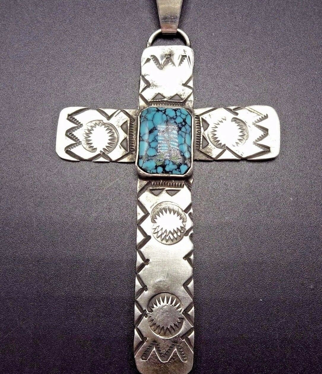 Vintage Sterling Silber & Spinnennetz Türkis Anhänger + Kette von TurquoiseKachina