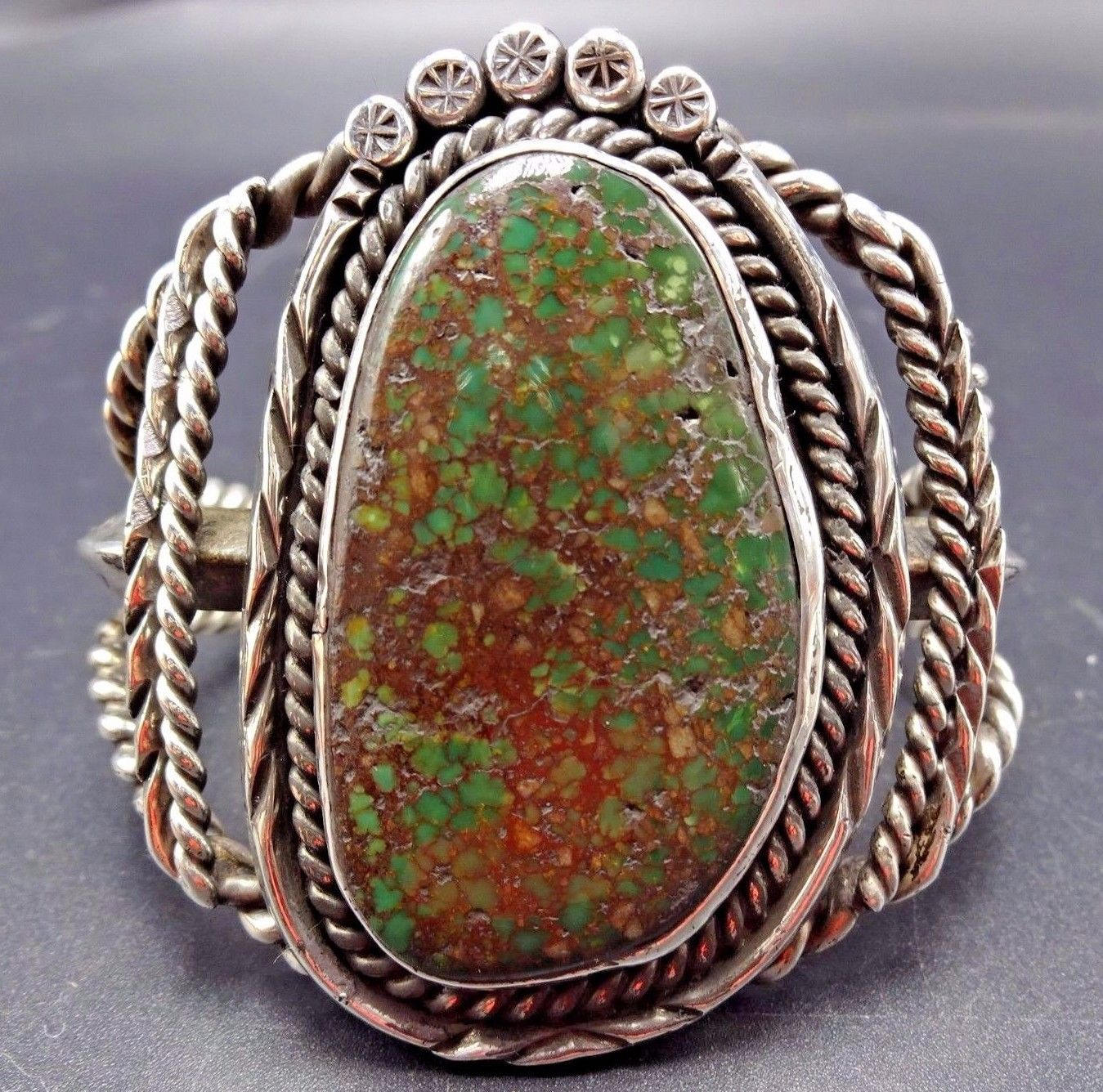 Vintage Sterling Silber & Türkis Spinnennetz Manschette Armband von TurquoiseKachina