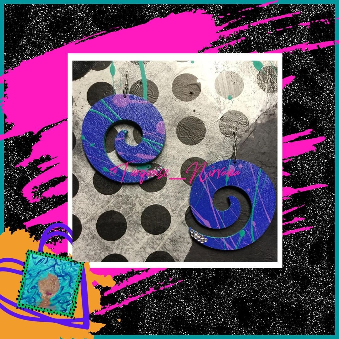 L-10 Blau Lila Türkis Swirl Ohrringe L-10 Blau Lila Türkis Swirl Ohrringe von TurquoiseNirvana