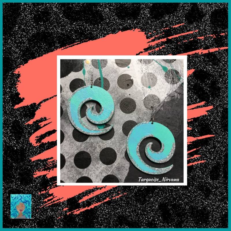L-12 Silber Glitzer Swirl Meeresbrise Ohrringe L-12 Silber Glitzer Swirl Meeresbrise Ohrringe von TurquoiseNirvana