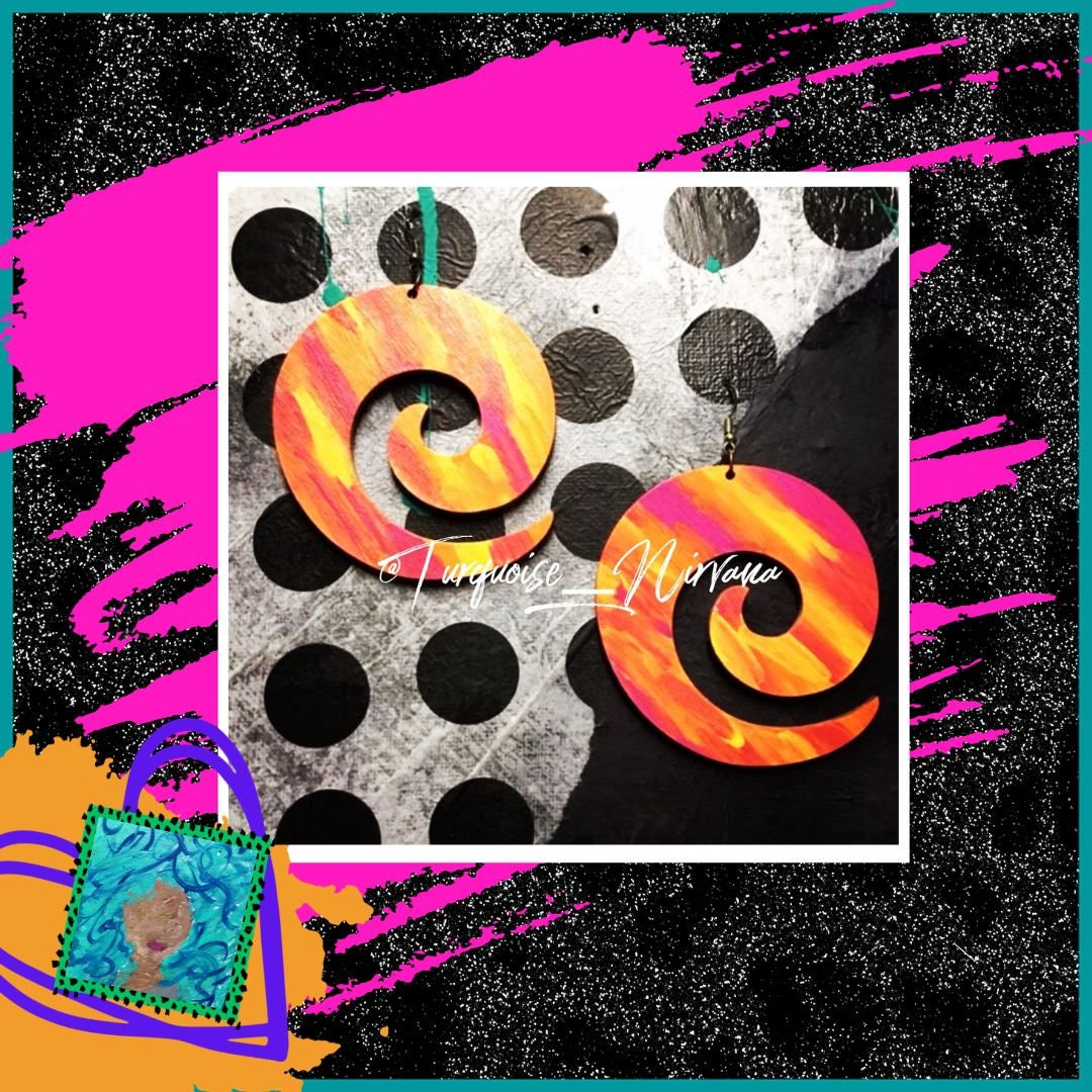 L-16 Pink Orange Gelb Swirl Ohrringe L-16 Pink Orange Gelb Swirl Ohrringe von TurquoiseNirvana