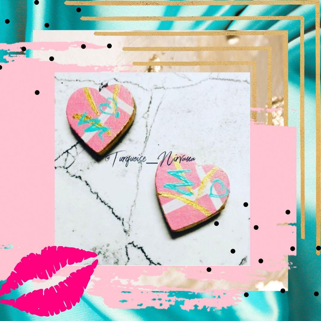 S-35 Rosa Pastelle Herz Ohrstecker S-35 Rosa Pastelle Herz Ohrstecker von TurquoiseNirvana