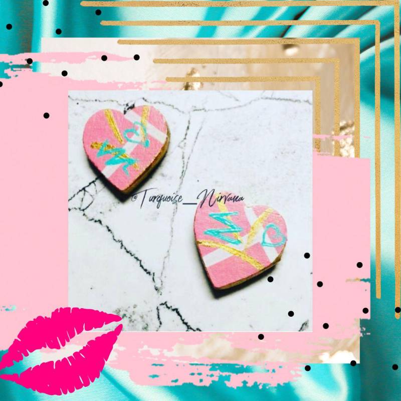 S-35 Rosa Pastelle Herz Ohrstecker von TurquoiseNirvana