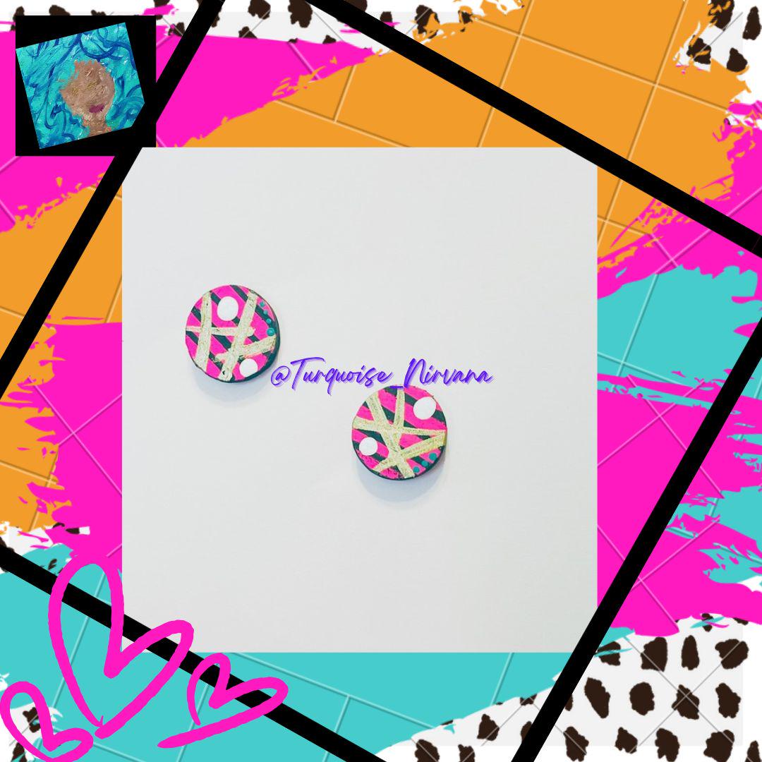 S-9 Rosa Weißgold Runde Kleine Ohrstecker von TurquoiseNirvana