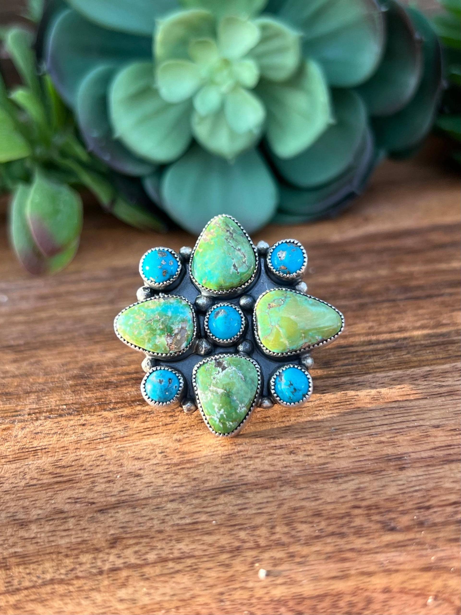 Renelle Perry Sonoran Gold Türkis & Kingman Sterling Silber Ring Größe 7, 5 von TurquoiseTradersDir