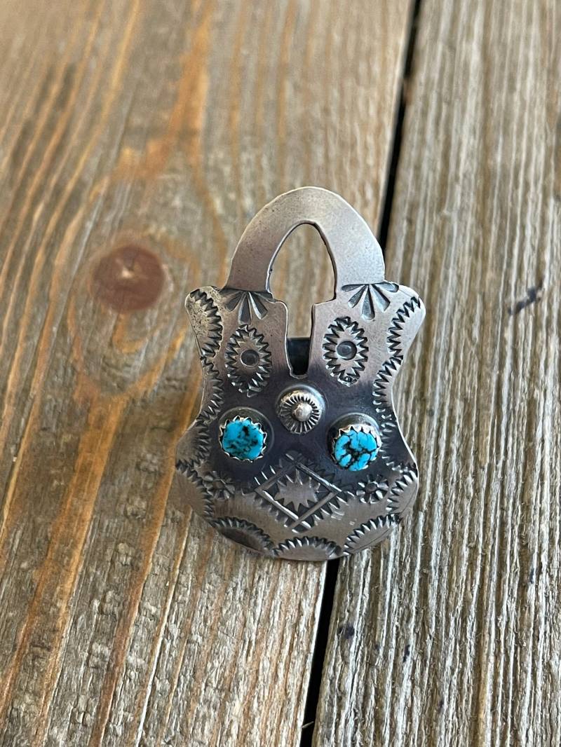 Tim Yazzie Kingman Türkis & Sterling Silber Vase Ring Größe 7 von TurquoiseTradersDir