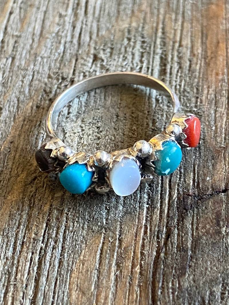 Zuni Multi Stein & Sterling Silber Ring Größe 5 von TurquoiseTradersDir