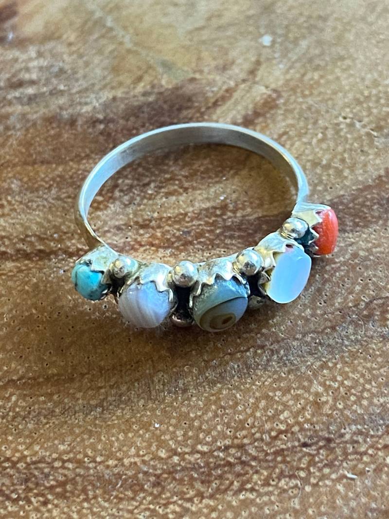 Zuni Multi Stein & Sterling Silber Ring Größe 6, 5 von TurquoiseTradersDir