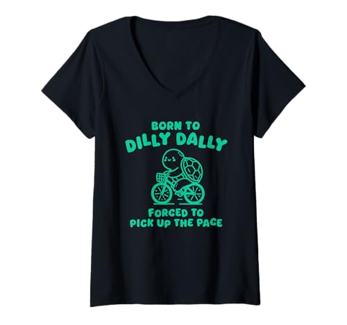 Damen Die Schildkröte wurde von Dilly Dally geboren und muss das Tempo erhöhen T-Shirt mit V-Ausschnitt Damen Die Schildkröte wurde von Dilly Dally geboren und muss das Tempo erhöhen T-Shirt mit V-Ausschnitt von Turtle Born To Dilly Dally Forced To Pick Up Tees