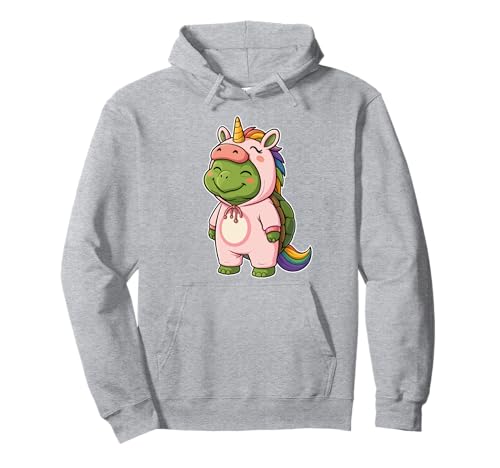 Kawaii Schildkröte im Einhorn Kostüm für Mädchen Kinder Schildkrötenliebhaber Pullover Hoodie von Turtle In Unicorn Costume Kawaii Design