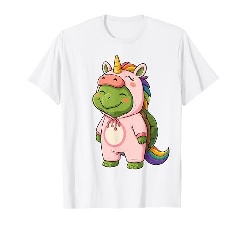 Kawaii Schildkröte im Einhorn Kostüm für Mädchen Kinder Schildkrötenliebhaber T-Shirt von Turtle In Unicorn Costume Kawaii Design