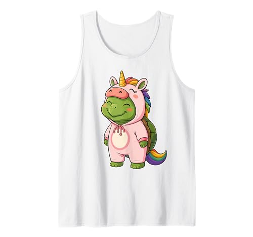 Kawaii Schildkröte im Einhorn Kostüm für Mädchen Kinder Schildkrötenliebhaber Tank Top von Turtle In Unicorn Costume Kawaii Design