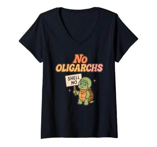 Damen Keine Oligarchen, Schale, süße Schildkröte T-Shirt mit V-Ausschnitt Damen Keine Oligarchen, Schale, süße Schildkröte T-Shirt mit V-Ausschnitt von Turtle Lover Design Co.