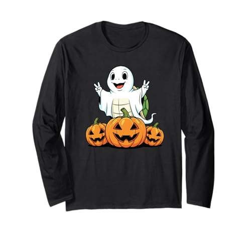 Lustige Schildkröte Geist Kürbis Boo Halloween Kinder Herren Damen Langarmshirt von Turtle Lovers Halloween Ghost Pumpkin Outfits