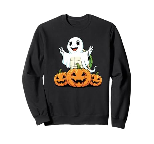 Lustige Schildkröte Geist Kürbis Boo Halloween Kinder Herren Damen Sweatshirt von Turtle Lovers Halloween Ghost Pumpkin Outfits