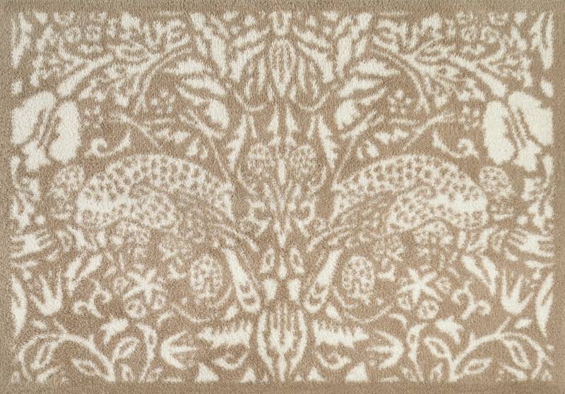 Turtle Mat Fußmatte "Pure Strawberry Thief Natural" rechteckig 9 mm Höhe von Turtle Mat