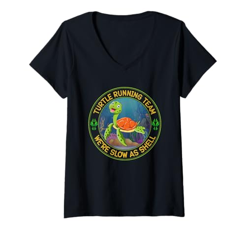 Damen Turtle Running Team Wir sind langsam wie die Schale T-Shirt mit V-Ausschnitt Damen Turtle Running Team Wir sind langsam wie die Schale T-Shirt mit V-Ausschnitt von Turtle Running Team We're Slow As Shell Run Gift