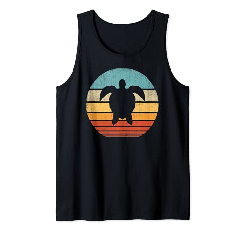 Schildkröte Retro Vintage 60er 70er Jahre Sonnenuntergang Reptilien Tier Herren Damen Tank Top von Turtle Squad Co