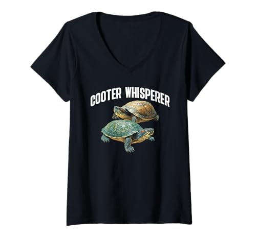Damen Cooter Whisperer Tierschildkröte -Reptilienliebhaber T-Shirt mit V-Ausschnitt von Turtle Whisperer Nature Critter Bond