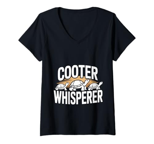 Damen Cooter Whisperer Tierschildkröte -Reptilienliebhaber - T-Shirt mit V-Ausschnitt Damen Cooter Whisperer Tierschildkröte -Reptilienliebhaber - T-Shirt mit V-Ausschnitt von Turtle Whisperer Nature Critter Bond