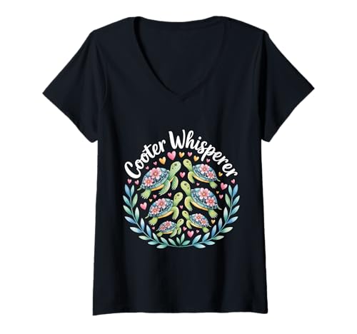 Damen Cooter Whisperer Tierschildkröte -Reptilienliebhaber |- T-Shirt mit V-Ausschnitt Damen Cooter Whisperer Tierschildkröte -Reptilienliebhaber |- T-Shirt mit V-Ausschnitt von Turtle Whisperer Nature Critter Bond