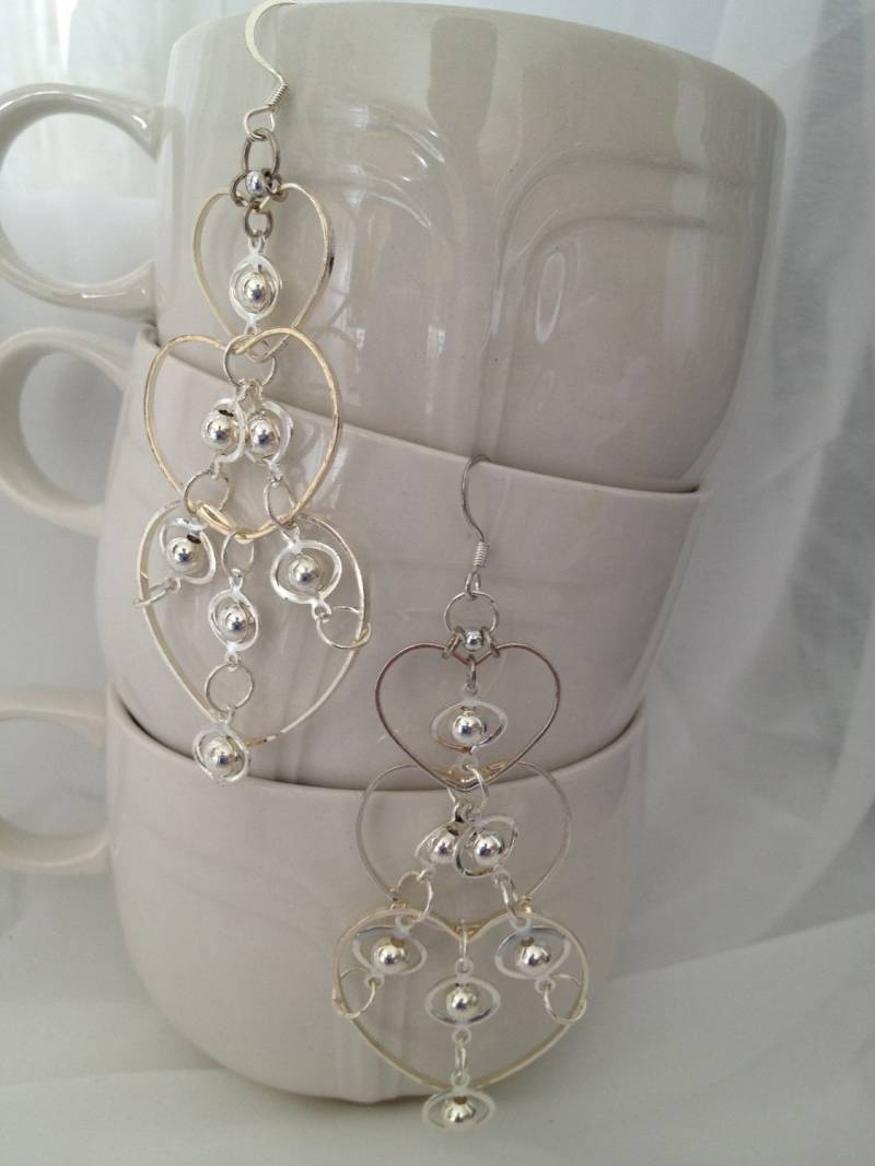 Silber Ohrringe - Space Age Graduiertes Herz Design Fun, Flirty & So Disco von TurtleDoveCreative