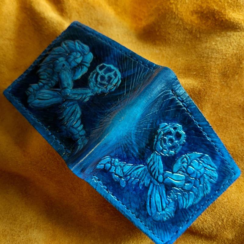 Antike Chozo - Blaue Bifold Geldbörse Aus Leder Handgefertigte Antike Chozo - Blaue Bifold Geldbörse Aus Leder Handgefertigte von TurtleVillageKraft