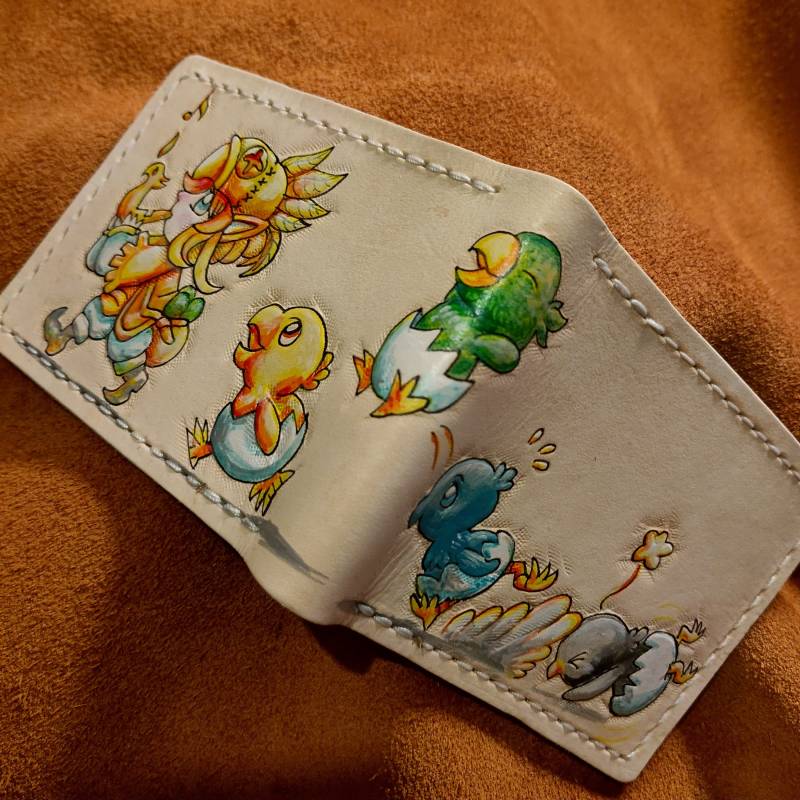 Chocobo Küken März - Hellbraune Bifold Leder Geldbörse Handgefertigte Final Fantasy Inspirierte Baby von TurtleVillageKraft